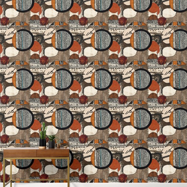 Mixed Media Circle Collage Motif Tapete (Korridor)