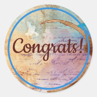 Mixed Media Coffee Stain Junk Journal Glückwunsch Runder Aufkleber