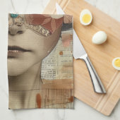 Mixed-Media-Collage-Porträtkunst (10) Geschirrtuch (Viertel Falte)