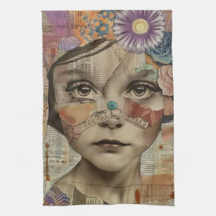 Mixed-Media-Collage-Porträtkunst (10) Geschirrtuch