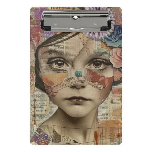 Mixed-Media-Collage-Porträtkunst (10) Mini Klemmbrett (Vorderseite)