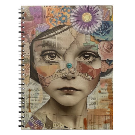 Mixed-Media-Collage-Porträtkunst (10) Notizblock (Vorderseite)