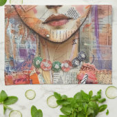Mixed-Media-Collage-Porträtkunst (11) Geschirrtuch (Gefaltet)