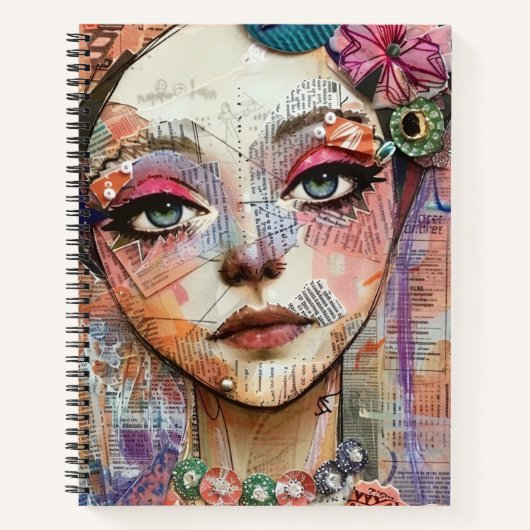 Mixed-Media-Collage-Porträtkunst (11) Notizblock (Vorderseite)