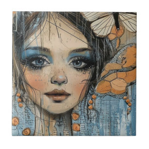 Mixed-Media-Collage-Porträtkunst (12) Fliese