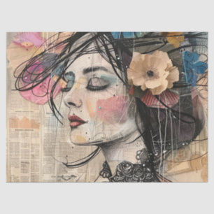 Mixed-Media-Collage-Porträtkunst (2) Seidenpapier