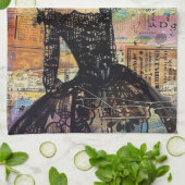 Mixed-Media-Collage-Porträtkunst (4) Geschirrtuch (Gefaltet)