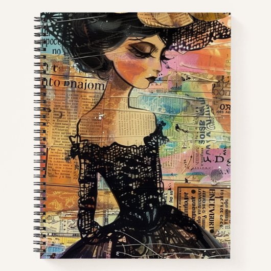 Mixed-Media-Collage-Porträtkunst (4) Notizblock (Vorderseite)