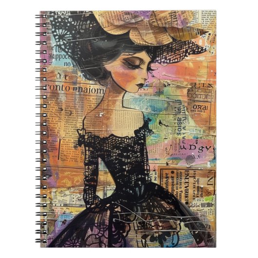Mixed-Media-Collage-Porträtkunst (4) Notizblock (Vorderseite)