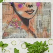 Mixed-Media-Collage-Porträtkunst (5) Geschirrtuch (Gefaltet)