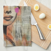 Mixed-Media-Collage-Porträtkunst (5) Geschirrtuch (Viertel Falte)