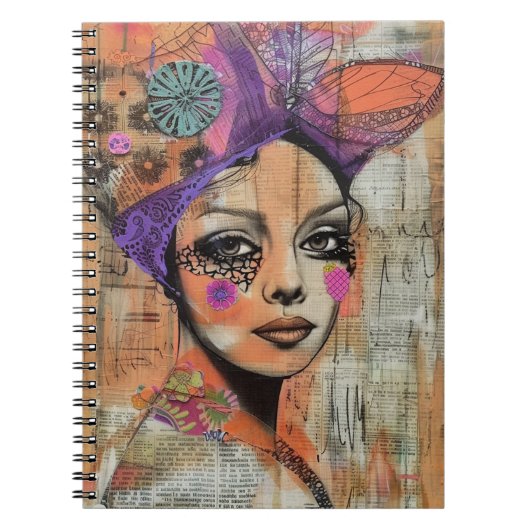Mixed-Media-Collage-Porträtkunst (5) Notizblock (Vorderseite)