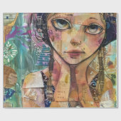 Mixed-Media-Collage-Porträtkunst (8) Geschenkpapier (Flach)
