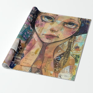 Mixed-Media-Collage-Porträtkunst (8) Geschenkpapier