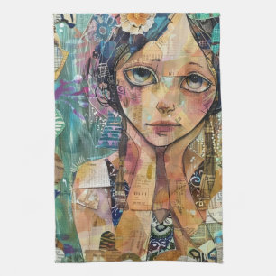 Mixed-Media-Collage-Porträtkunst (8) Geschirrtuch