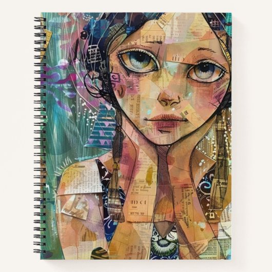 Mixed-Media-Collage-Porträtkunst (8) Notizblock (Vorderseite)