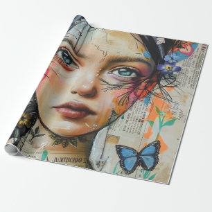 Mixed-Media-Collage-Porträtkunst (9) Geschenkpapier