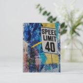 mixed media collage Speed Limit  Postkarte (Stehend Vorderseite)
