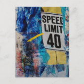 mixed media collage Speed Limit  Postkarte (Vorderseite)