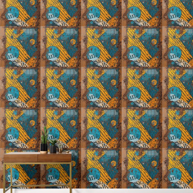 Mixed Media Collage Tapete (Hausflur)