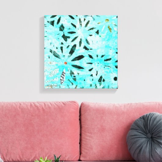 Mixed Media Daisy Art Leinwanddruck (Insitu (Wohnzimmer))