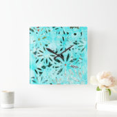 Mixed Media Daisy Art Quadratische Wanduhr (Zuhause)