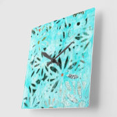 Mixed Media Daisy Art Quadratische Wanduhr (Winkel)