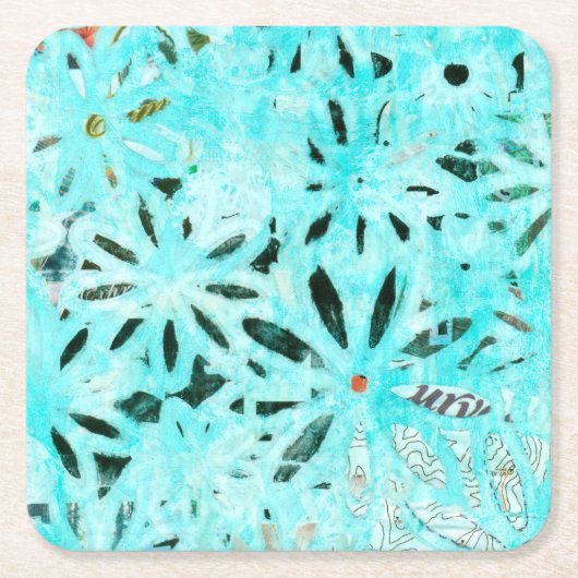 Mixed Media Daisy Art Rechteckiger Pappuntersetzer (Vorderseite)