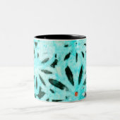 Mixed Media Daisy Art Zweifarbige Tasse (Mittel)