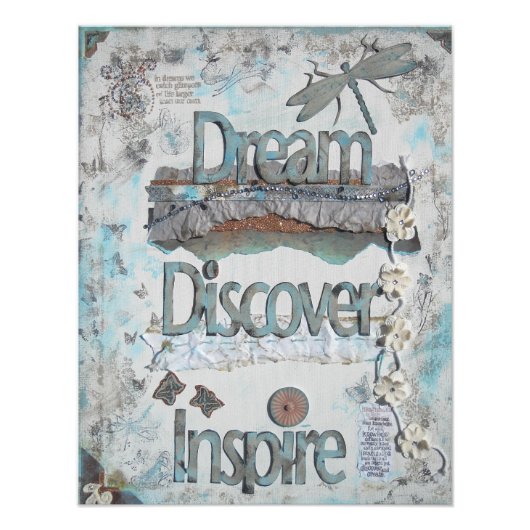 Mixed Media Dream Discover Inspiriert Zitate Kunst Fotodruck (Vorne)