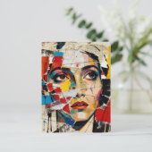 Mixed media Face Collage Postkarte (Stehend Vorderseite)