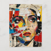 Mixed media Face Collage Postkarte (Vorderseite)