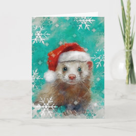 Mixed Media Ferret Print Christmas Card AP444B1 Karte