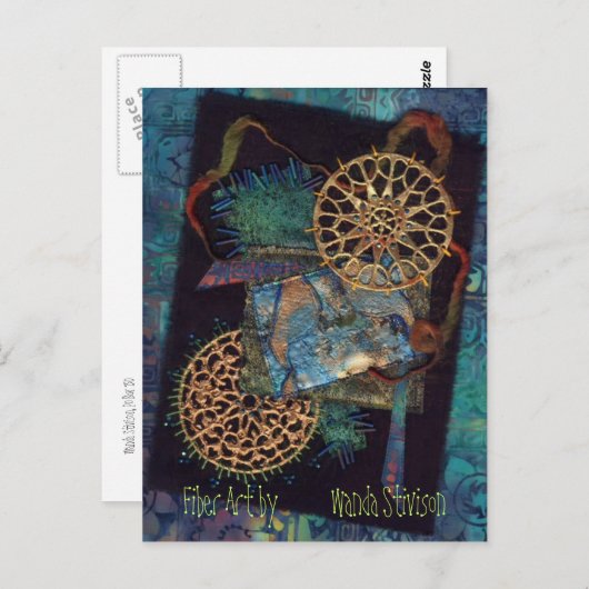 Mixed Media Fibre Art Postkarte (Vorne/Hinten)