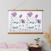 Mixed Media Floral Wandteppich Mit Holzrahmen (Schlafzimmer)