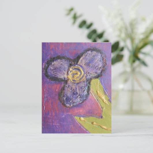 Mixed Media Flower Postkarte (Stehend Vorderseite)