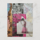 Mixed-Media-Frau in Rosa abstrakte Collage Postkarte (Vorderseite)