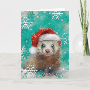 Mixed-Media-Frettchen-Druck-Weihnachtskarte AP444B Karte