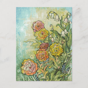 Mixed Media Garden-Blume Postkarte