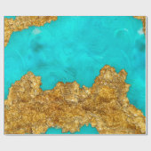 Mixed Media Gold and Turquoise Geschenkpapier (Flach)