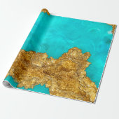 Mixed Media Gold and Turquoise Geschenkpapier (Ungerollt)