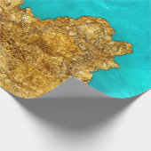Mixed Media Gold and Turquoise Geschenkpapier (Ecke)