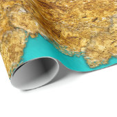 Mixed Media Gold and Turquoise Geschenkpapier (Rolleneckpunkt)