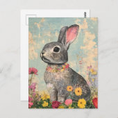 Mixed Media Gray Rabbit Postkarte (Vorne/Hinten)