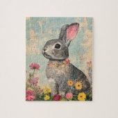 Mixed Media Gray Rabbit Puzzle (Vertikal)