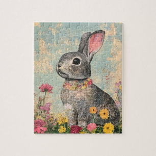 Mixed Media Gray Rabbit Puzzle