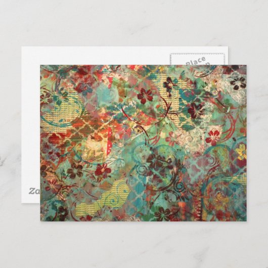 Mixed Media handgemalt Design Postkarte (Vorne/Hinten)