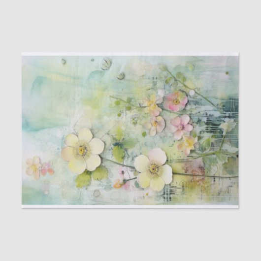 Mixed Media in charmanter türkisfarbener und Zitro Seidenpapier (Vorderseite)