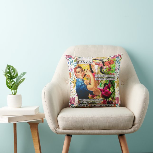 Mixed Media Inspiration Rosie the Riveter Pillow Kissen (Stuhl )
