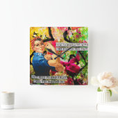 Mixed Media Inspirational Rosie the Riveter Quadratische Wanduhr (Zuhause)